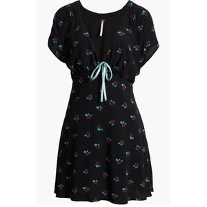 NWT Free People Everyone’s Favorite Floral Black Mini Dress Size Large